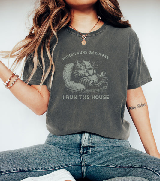 Coffee & Cats Vintage Comfort Colors Tee